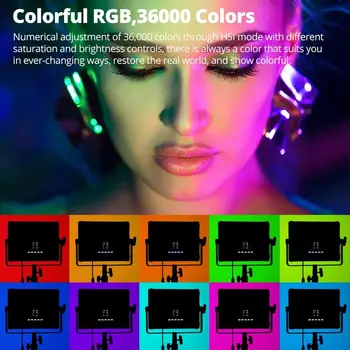 AMBITFUL 2 Packs RGB Video Lighting,RGB-Color Led Video Light Kit with APP Control, with Softbox detail image