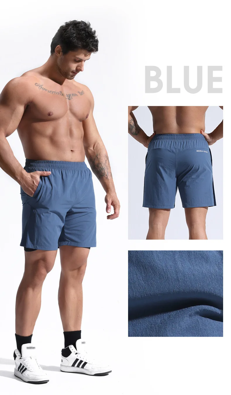 Men's Casual Shorts Solid Color Custom Printed Sports five Fiess Beach Pants Breathable Mesh Basketball Shorts73_voghion.com
