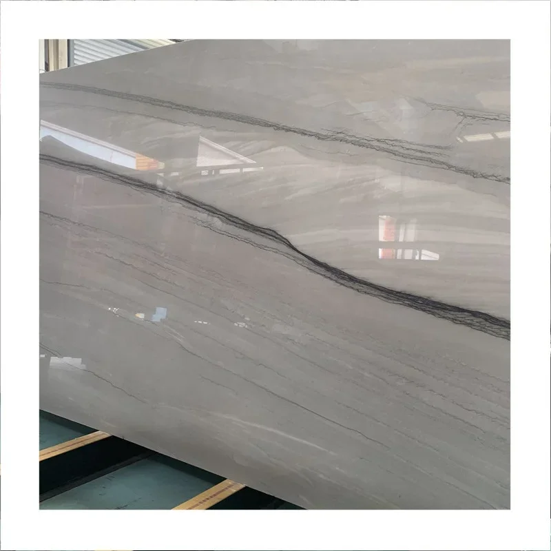 고급스러운 광택 처리 그레이 대리석 슬래브. 천연 브라질 실버 셰도우 그레이 석영암 바닥 타일 – 주거 및 호텔 인테리어 디자인용