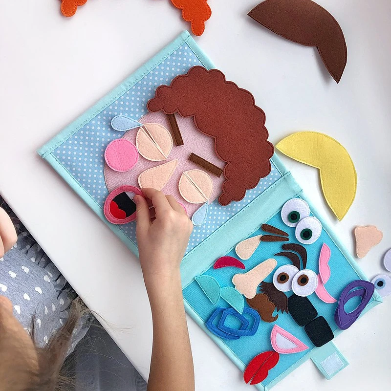 Монтессори Войлок Тихая книга эмоции и чувства речи терапия Обучение игра для детей Образование