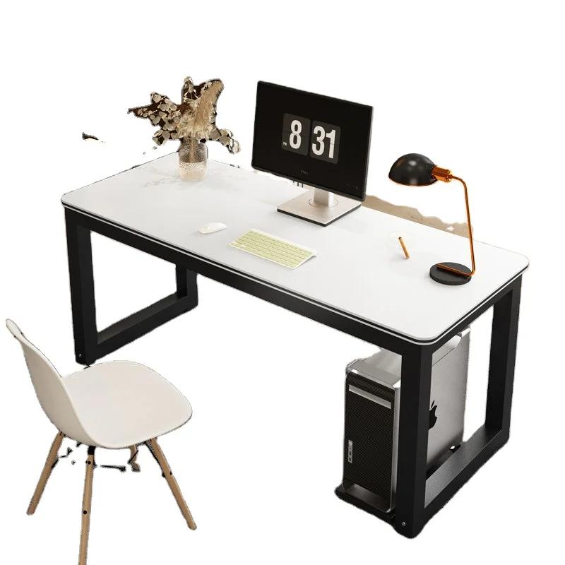 YQ FOREVER Modern Computer Desk With Bookshelves Metal Office Furniture Study Table Desk
