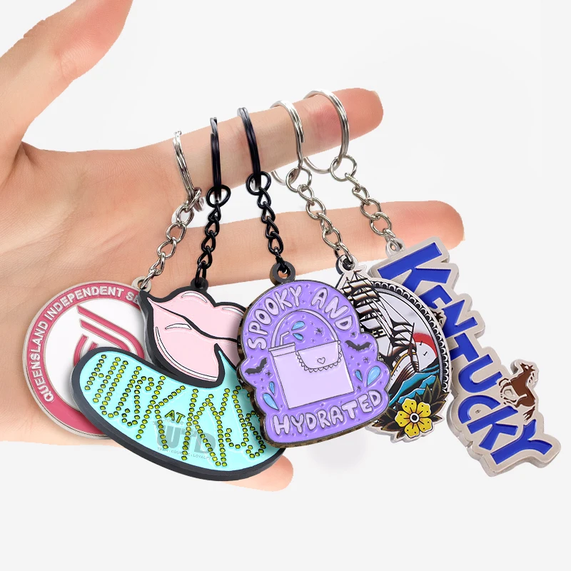 Customised Key Ring Chains Logo Metal 3D Zinc Alloy Holder Round Letter Soft Hard Enamel Metal Keychain Manufacturers in China