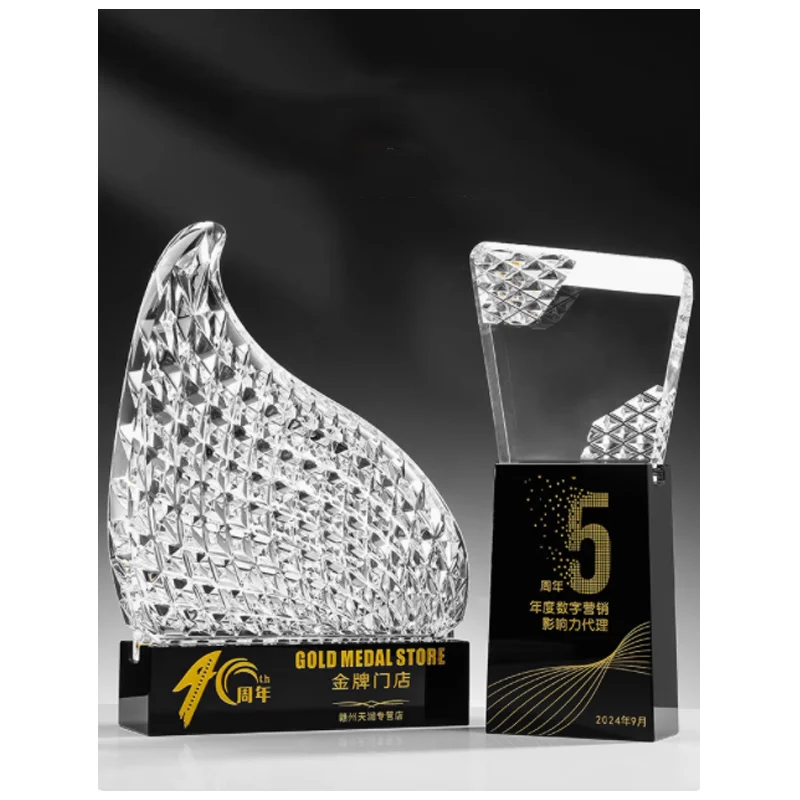 crystal crafts trophée en verre personnalisé récompense K9 entreprise récompenses Sports trophées en acrylique avec boîte-cadeau