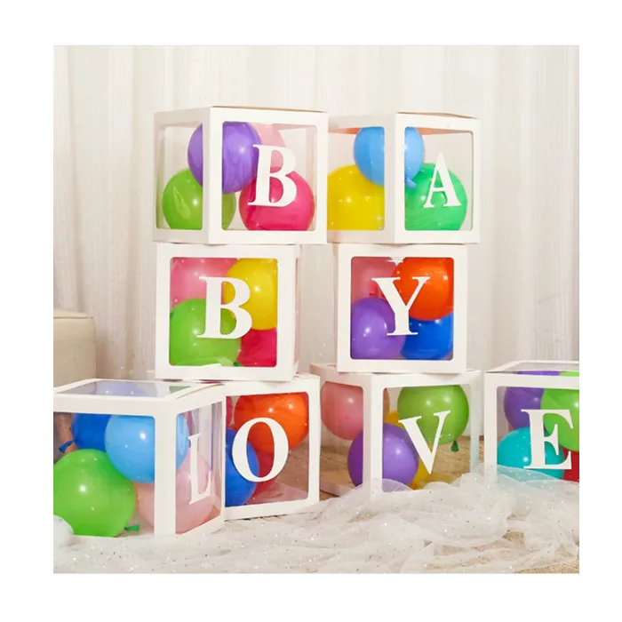 Balloon Surprise Box Baby Shower Blocks Transparent Baby Balloons Boxes