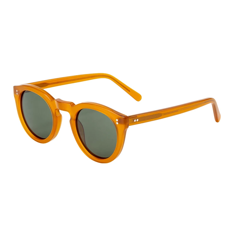 Retro Round Mazzucchelli Custom Logo Cellulose Acetate Frame Polarized Sunglasses