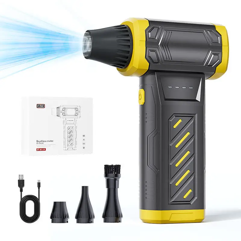 Puissante soufflante 13000 tr/min Air duster électrique à vitesse réglable, ventilateur turbo, jet sec, aspirateur pour nettoyage de clavier, neige, feuilles