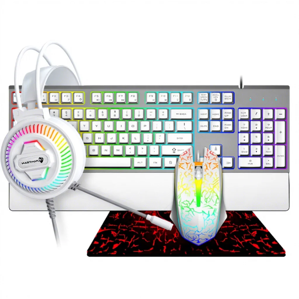 Original logo Four-in-One LED Wired Gaming Keyboard Mouse Mice Combo with Headset and Pa aperçu 7