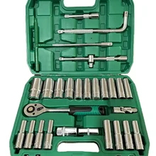28-Piece Extended Automotive Repair Tool Set Quick Wrenches Chrome Vanadium Steel Sockets in Blow Molding Box