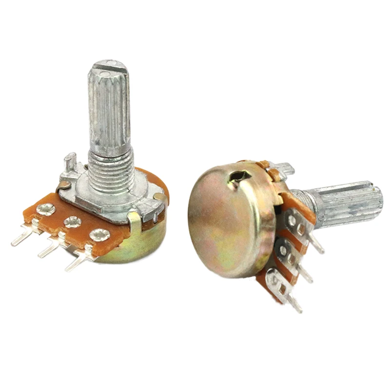 Potenziometro Doppio B50K 50K Ohm Con Interruttore – Albero Zigrinato 6mm – Lineare – Aexit