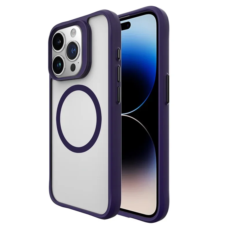 Laudtec PC+TPU Étui de téléphone rigide antichoc et antidéflagration avec design magnétique anti-jaunissement pour iPhone 16 Pro Max, violet