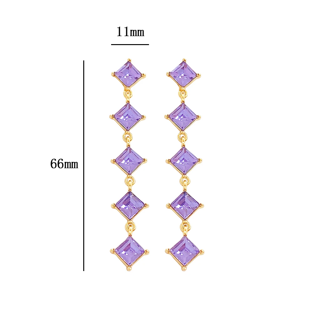 product fashionable jewelry long style purple tassel rhinestone shiny high end girl gift crystal womens fashionable earrings-1