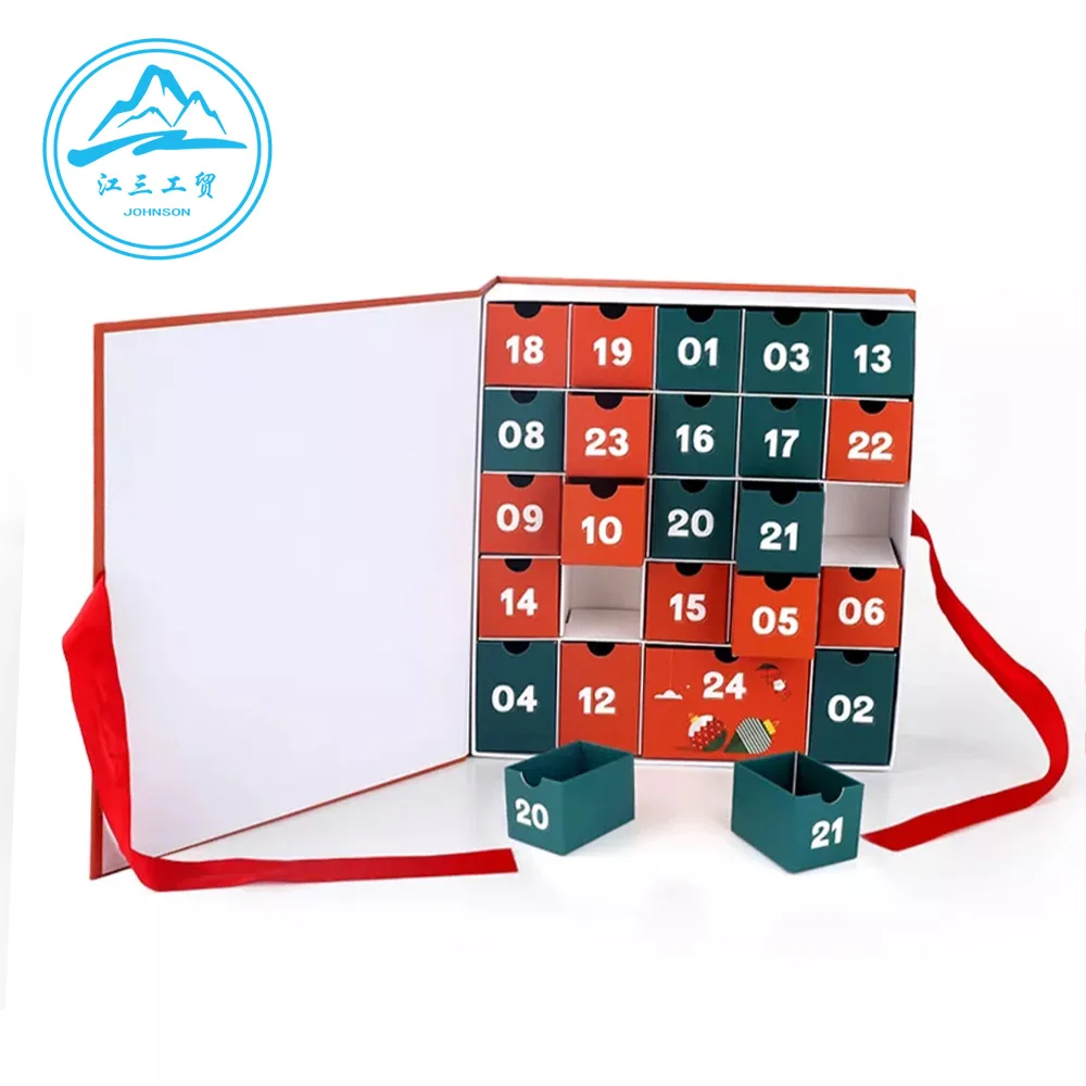 Custom Advent Calendar Empty Luxury Cardboard Paper Gift Beauty Cosmetic Packaging Countdown Christmas Advent Calendar Box