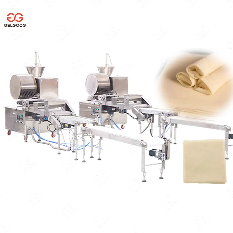 Gelgoog Automatic Samosa Dough Pastry Sheet Machinery Wrapper Spring Roll Skin Manufacturing Machine