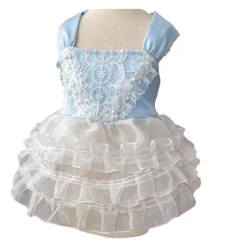 Blue Fairy Princess Dress for Milk Dogs Wedding Pet Clothes