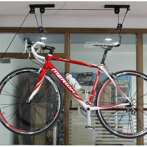 Sollevatore Da Soffitto Per Bicicletta, Con Gancio Rivestito E Corda In Fibra, Portata 60 Kg, Compatto E Facile Da Montare