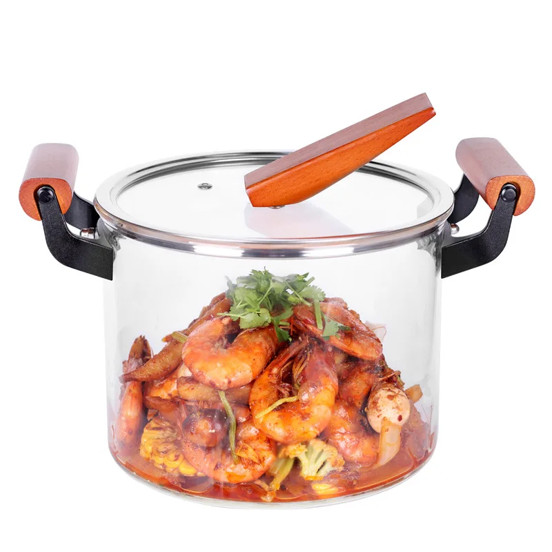 Heat Resistant Clear Borosilicate Glass Cooking Pot with Quality