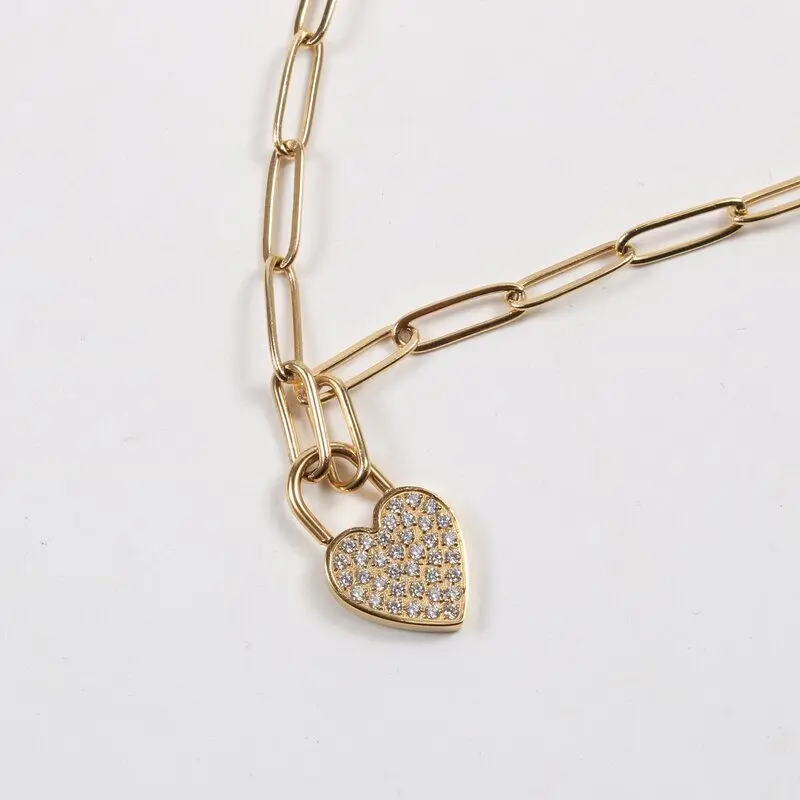 Minos Paperclip Chain Stainless Steel 18k Gold Plated Waterproof Heart ...