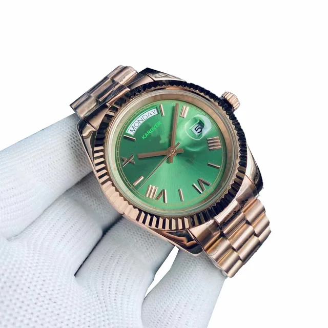 Custom Brand New 3a Quality Green Rose Gold Wristwatch Diamond Mens Sport Wrist Watches Automatic Mens Watches