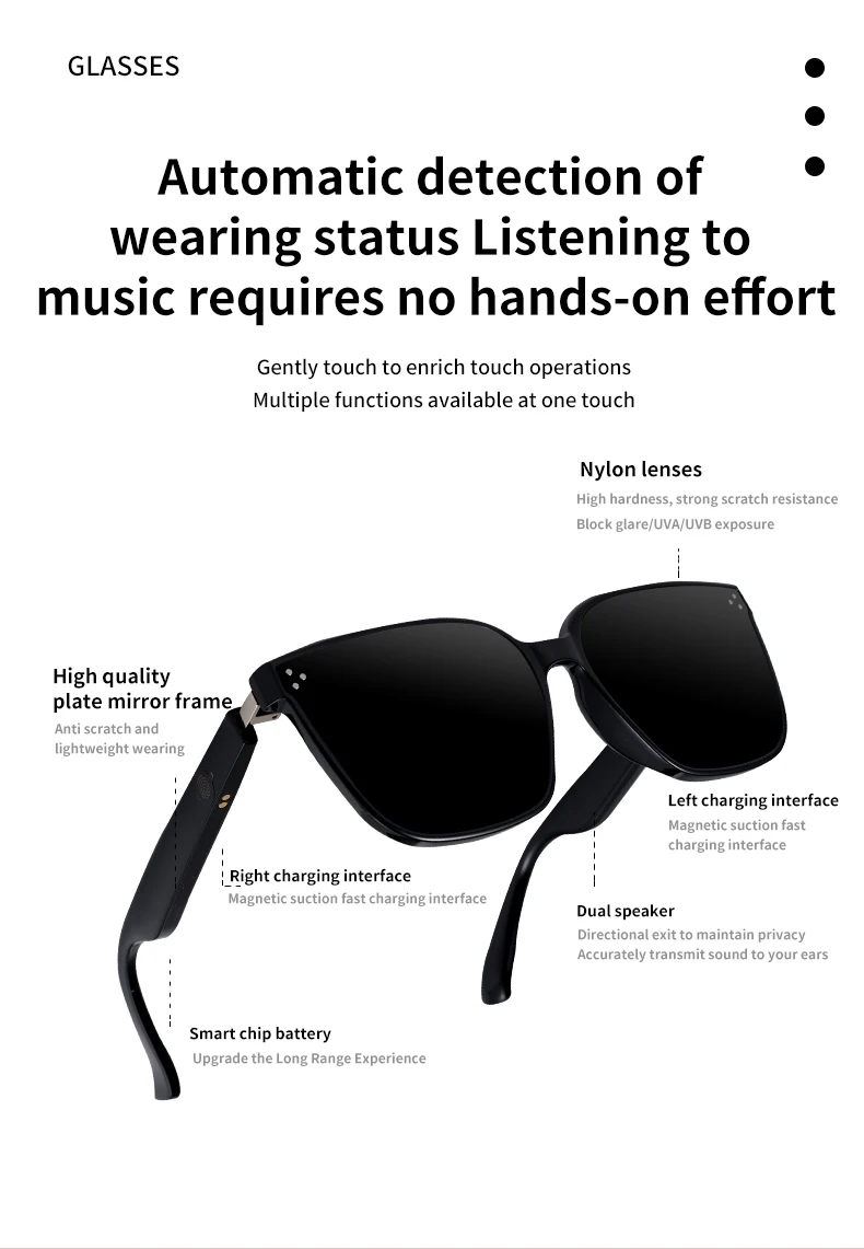 If you are searching for a supplier of a product with perfect quality control and highly competitive prices, which gives you an advantage in expanding your local market, then contact us now!  Competitive suppliers of  MZ07 Intelligent BT Audio Headphones Women Men Sunglasses Music Touch Control Waterproof Smart Wearable Headset Smart Glasses