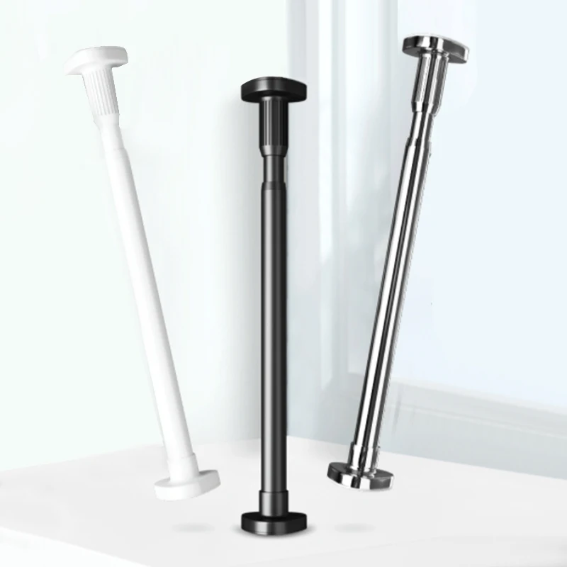 Cheap Single Steel Adjustable Curtain Rod Set Extendable Bathboor Light Weight Screw Curtain Pole