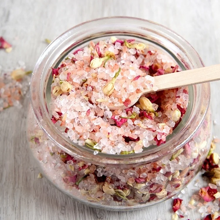 Sohoye Glass Jar Custom Private Label Bath Salts With Flowers Bundle Pack of Sleep Original Formula  Salt