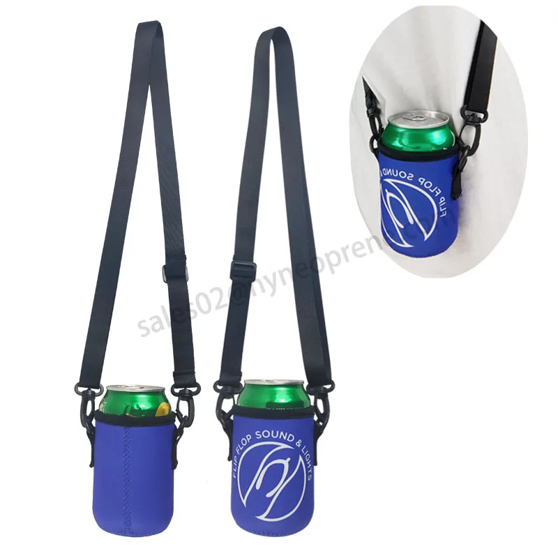 Closed Bottom 12oz Sublimation Can Cooler Sleeve Neoprene Can Coolers With Lanyard Strap Buy