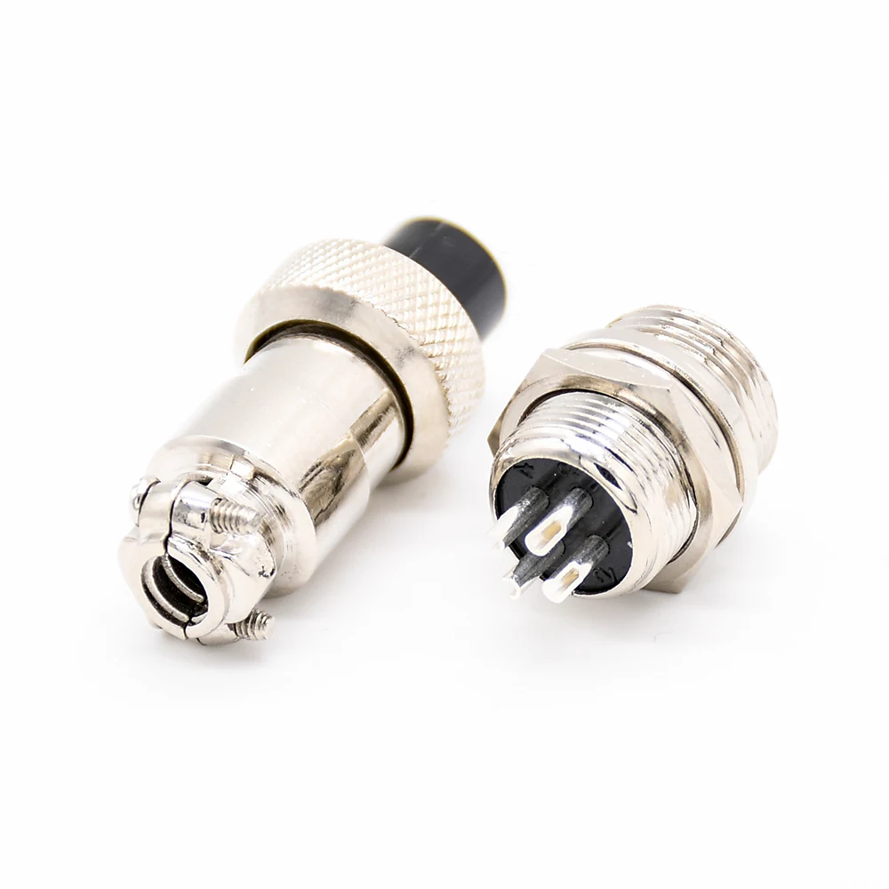 Lot De 2 Connecteurs GX16 4 Broches Plaqué Or - Connecteur Aviation M16 Femelle Et Mâle - 400V/7A