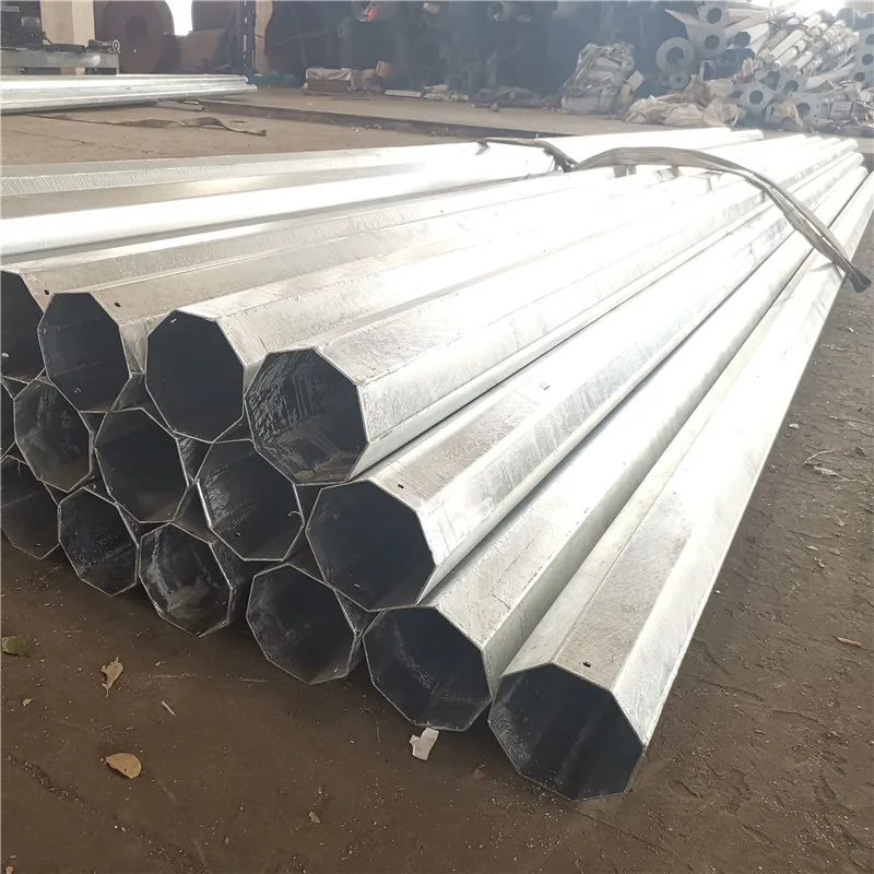 Hot Dip Galvanized Dodecagonal Electrical Power Pole with Cross Arms
