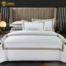 Luxury Hotel Bed Quilt Cover Set Bedding Sets Comforter Bedding Cover Sateen Cotton King Size 300 Thread Count Cotton Bedsheet
