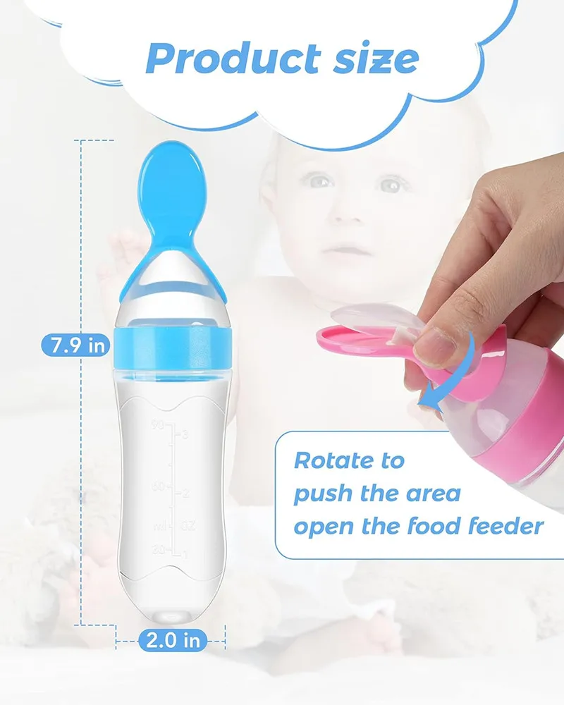 Silicone Baby Food Dispensing Spoon Feeder Infant Squeeze Cereal Feeder Baby Fresh Food Feeder