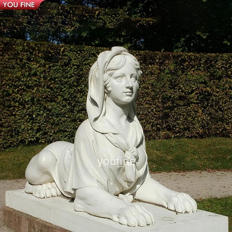 Marble Egyptian Sphinx Statue for Home Decoration Outdoor Ancient Greek White Natural Marble Customized Size
