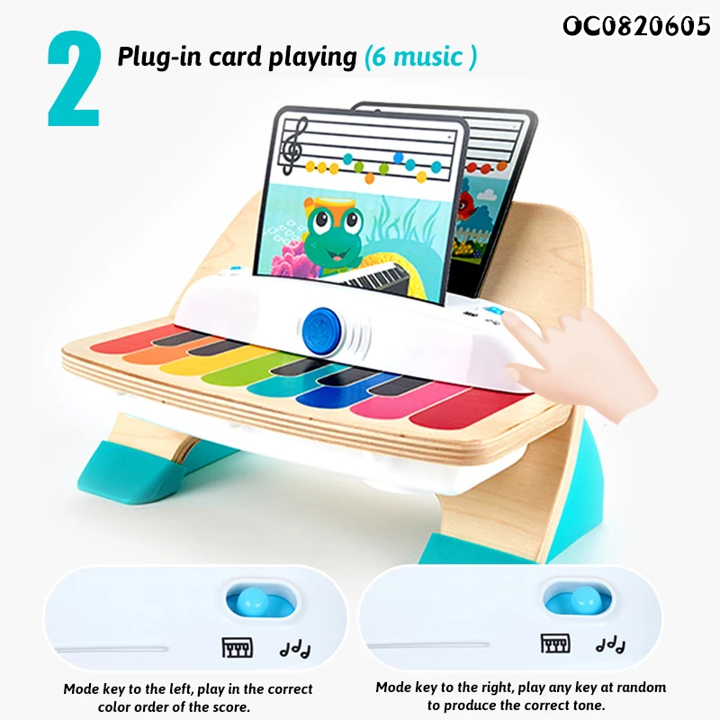 Touch Sensing Wooden Electronic Keyboard Piano Musical Instrument Toys