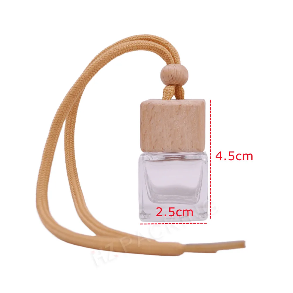 8ml High Quality Clear Square Empty Hanging Car Aroma Diffuser Bottle Air Freshener Glass Perfume Bottle