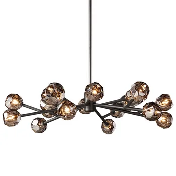 American country style vintage round black crystal chandelier