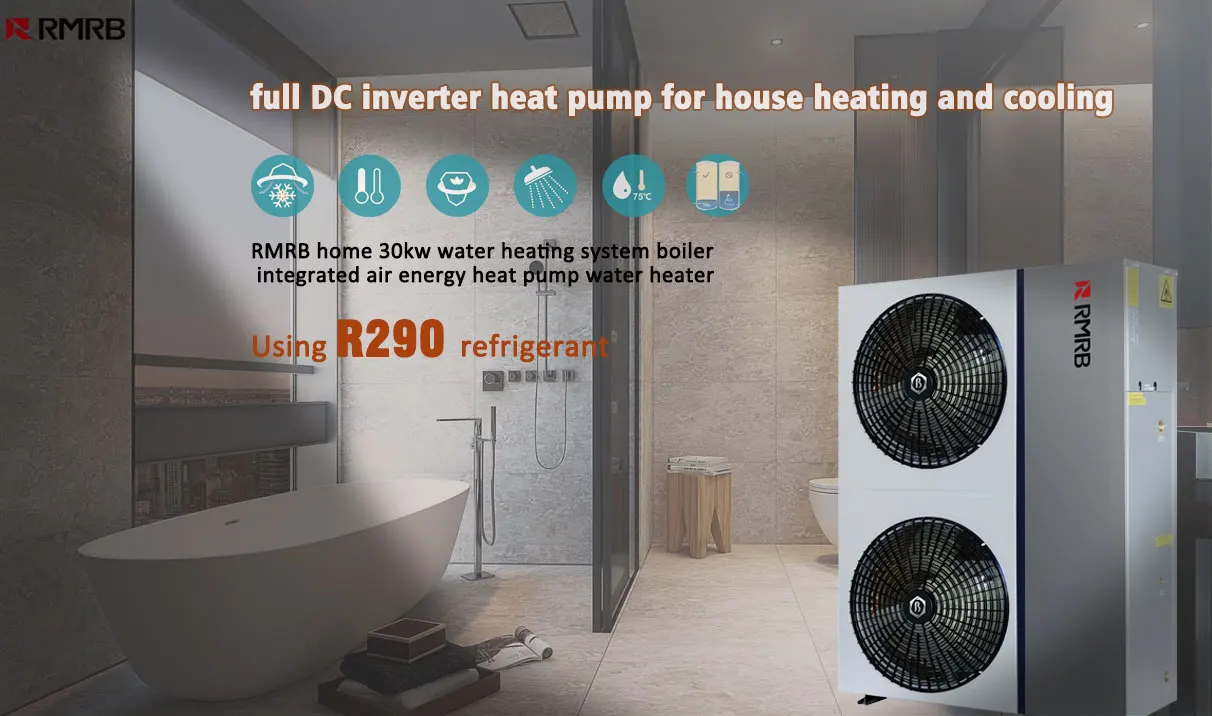 R290 Refrigerant DC Inverter Heat Pump Water Heater 30KW Air Water Pump ...