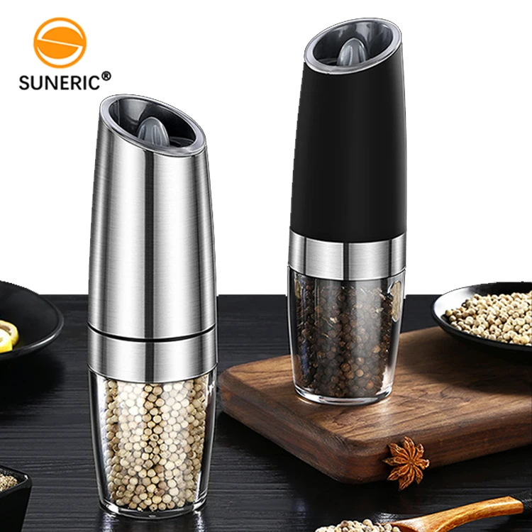 2pcs Gravity Electric Salt Pepper Grinder Mill Shakers Adjustable Automatic  US