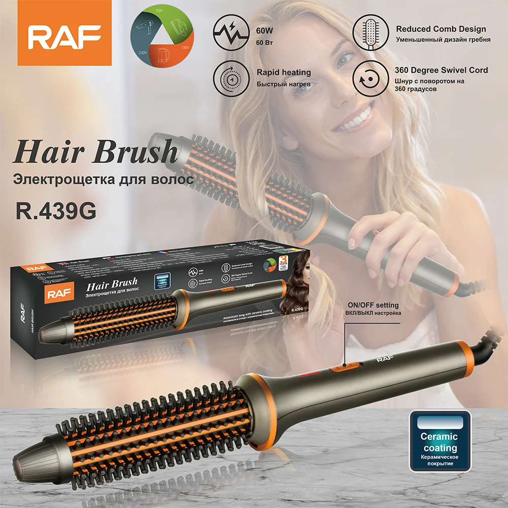 RAF Soothe Restlessness Reduced Comb Design Hair Care 3 Temperature Settings Rapid Heating Electric Hot Air Brush