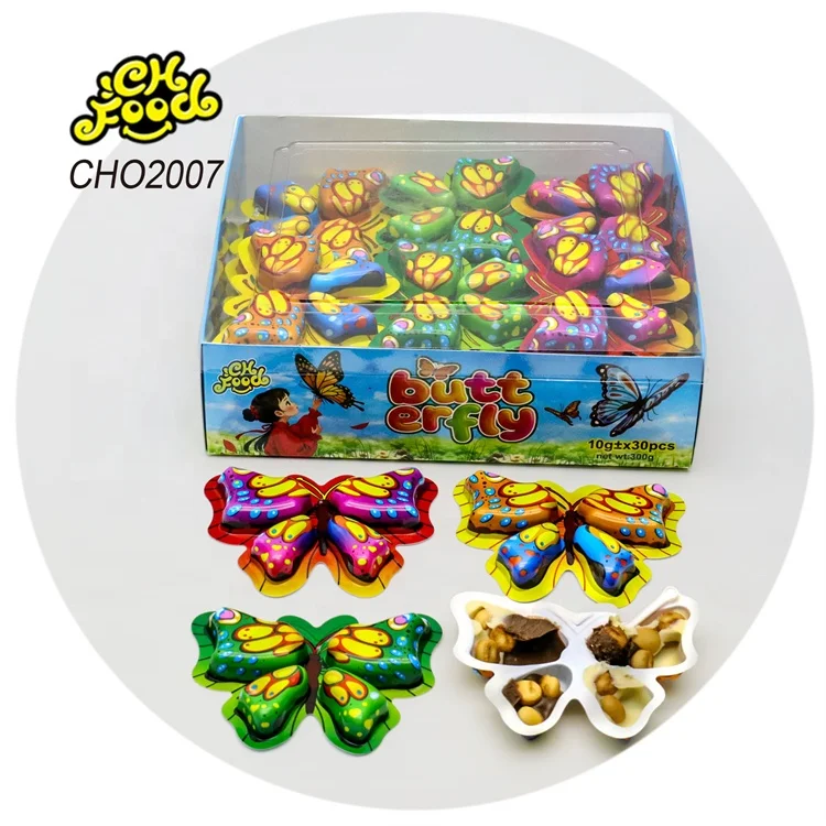 Custom Butterfly Shape Mini Biscuit Ball with Chocolate Jam Wholesale Sweet Candy Toy Snack Food for Children