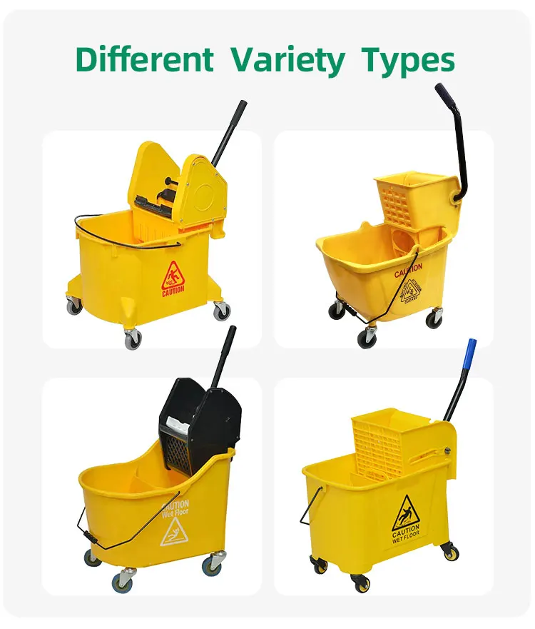 20L plastic mop bucket trolley with wringer water-squeeze drainable trolley mop wringer bucket supplier