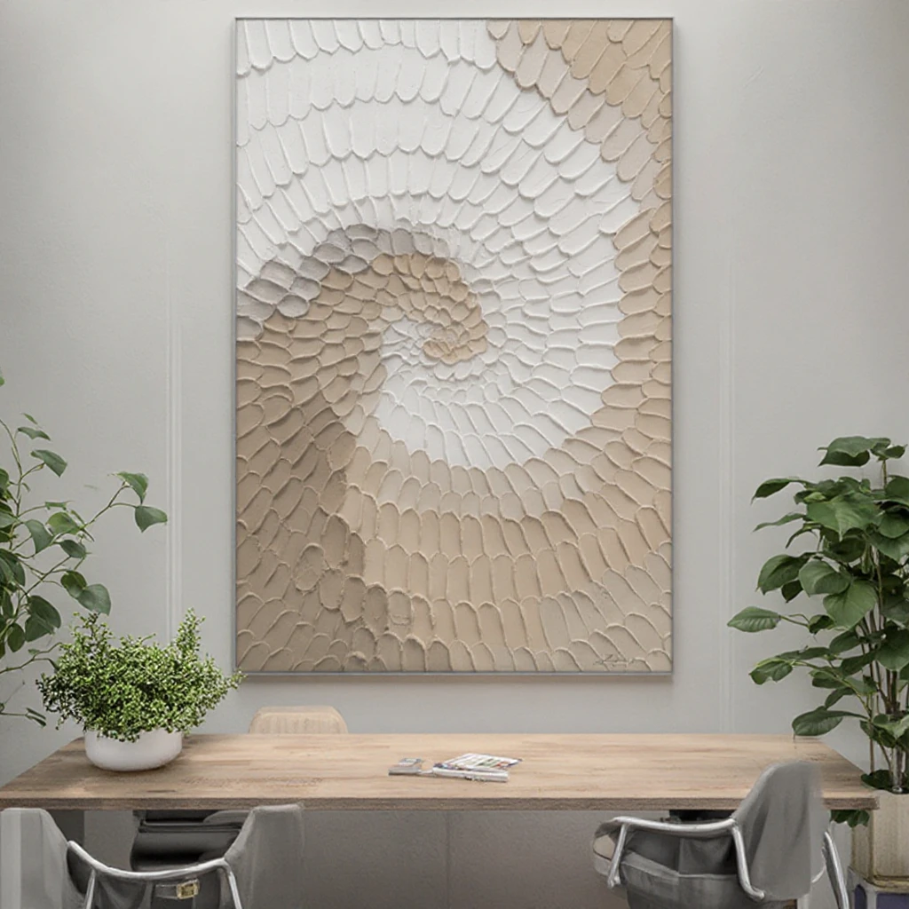 Wholesale Abstract Spiral Textured Wall Art 3D Handmade Canvas Painting for Hotels & Offices