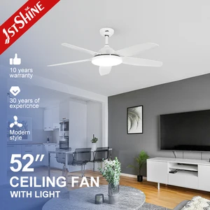 1stshine LED Ceiling Fan Modern Simple Design Electric Plastic Blades Smart Remote Control Ceiling Fan Light