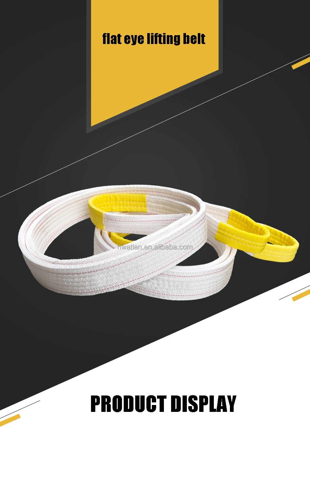 Heavy Duty 1-15T Flat Eye Double Ply Polyester Webbing Belt/Sling for Industrial Crane Lifting