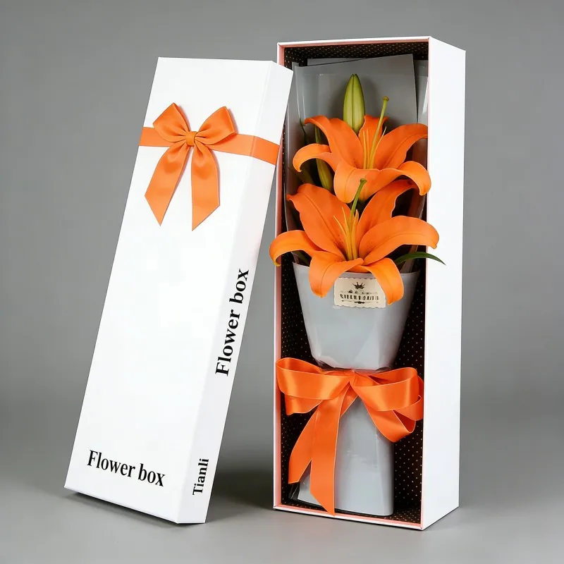 Digital Printing Single Rose Package Semi-transparent Window-opening Gift Box Long square Single Flower Boxes for Bouquets
