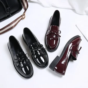 New Styles Ladies Fashion Bowknot Flat Shoes Comfortable Slip on Pu Leather Casual Ballet Flats Loafers for Women