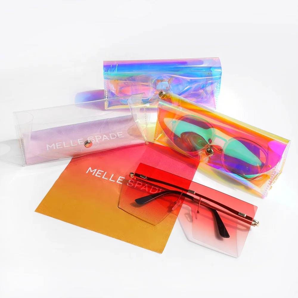 Soft Holographic Transparent Square Iridescent TPU Sunglasses Case