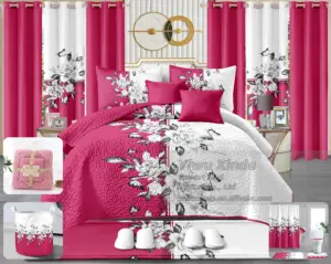 2026 Luxury 24-Piece Bedspread Set Bedding Collection with Bath Rugs and Curtains Wholesale