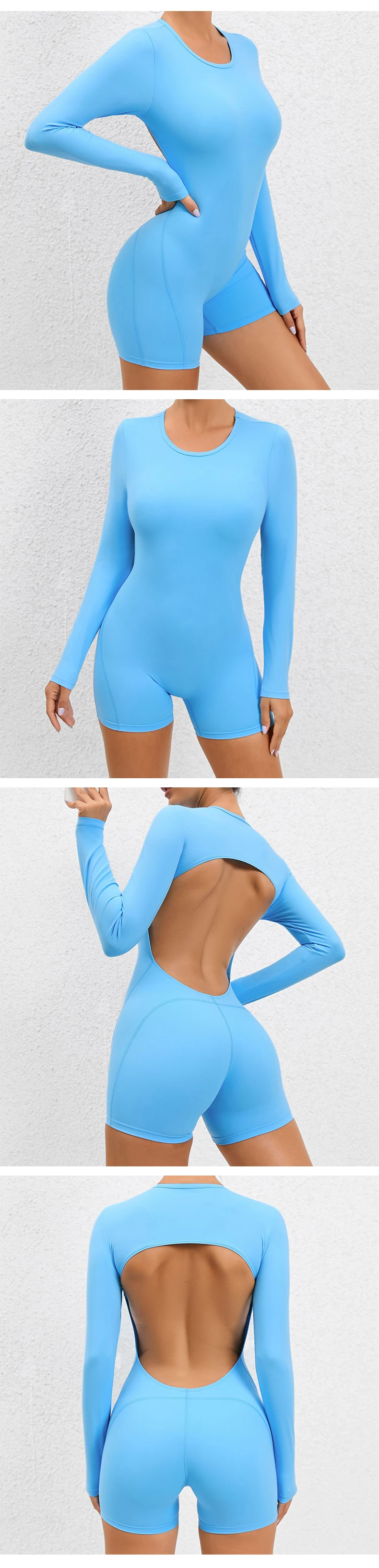 Dv509 Women's Fitness Bodysuit Fashionable Solid Nylon Yoga Romper ...