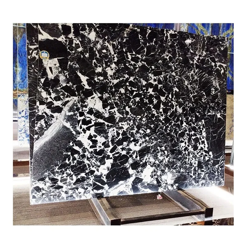 Azulejo de mármol Statuario Nero pulido de estilo moderno con vetas blancas de mármol negro Napoleón para decoración de suelos y paredes, losa grande