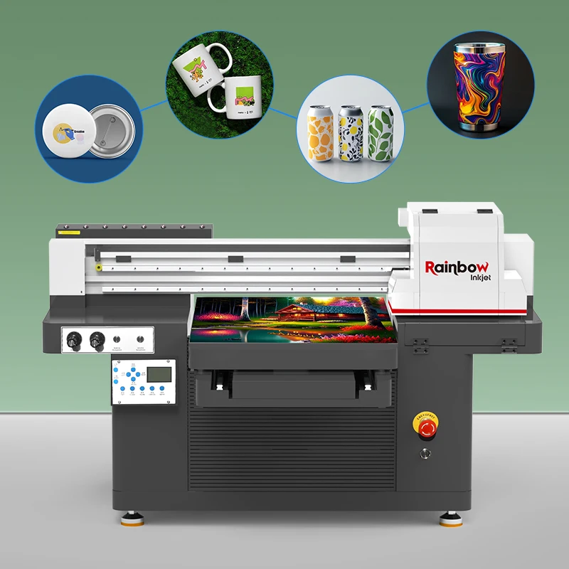 Rainbow UV Direct Printer with I1600 Max Printing Size 19.7*27.6 Inches for UV Pvc Card Printer on Phone case UV Printer