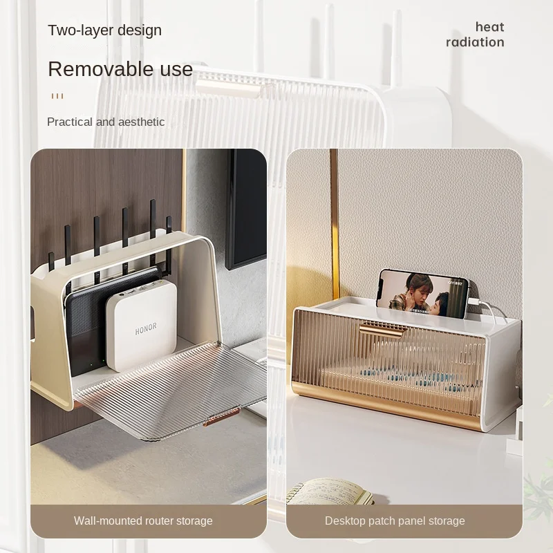 2023 New Style Desktop Socket Storage Plastic Wire TV Set Top Box Wall Hanging Rack Wifi Wireless Router Storage Box